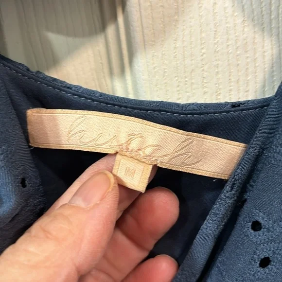 Anthropologie HUTCH Olivia Eyelet Blue Skater Dress Coastal Vacation Medium - Picture 12 of 16